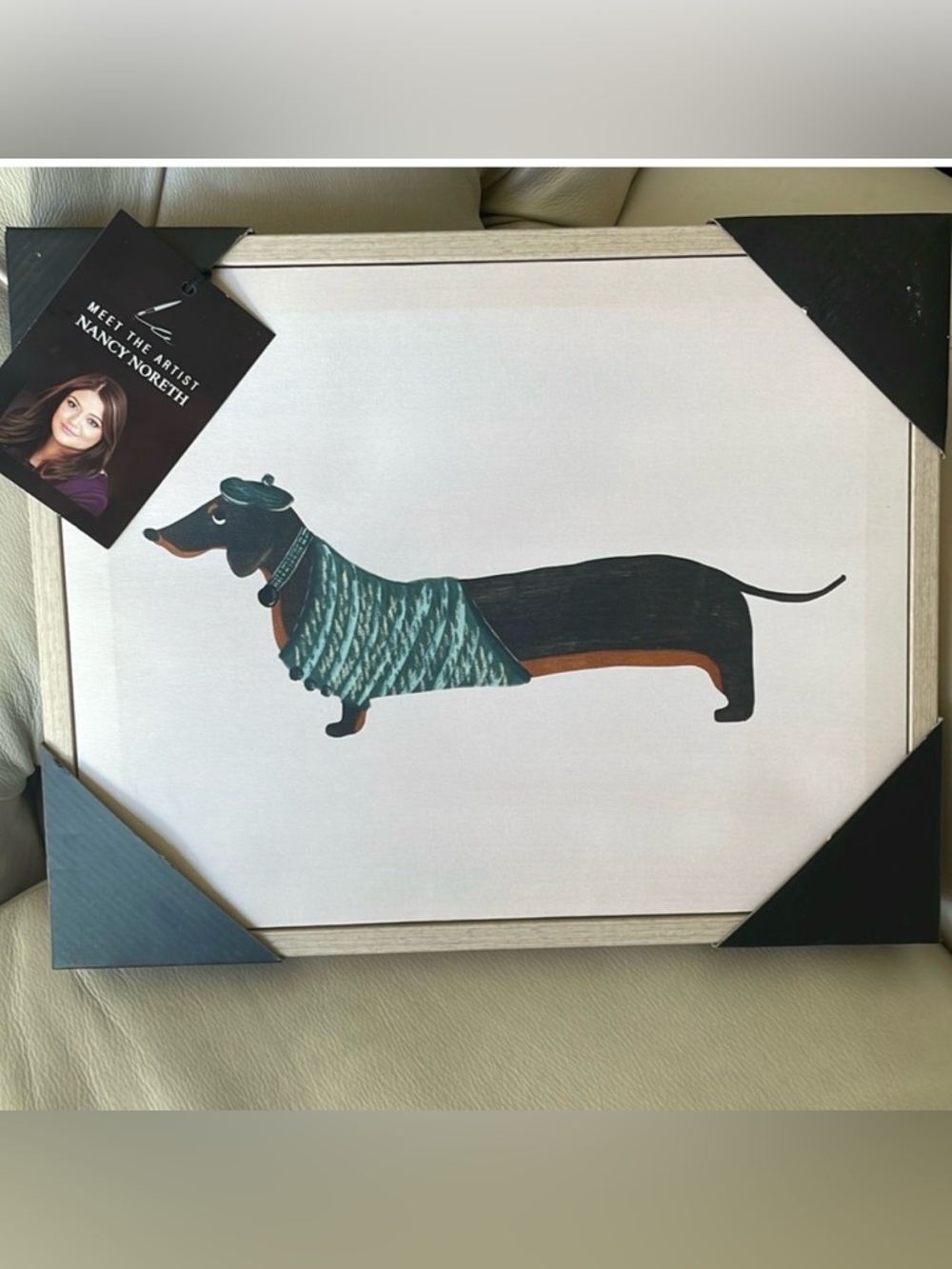 Classy dachshund print on canvas “Lucy’s boyfriend “ by Nancy Noreth.